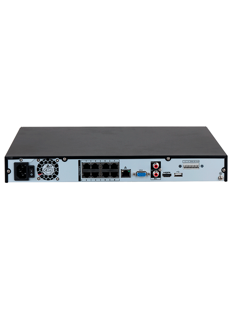 DAHUA DHI-NVR4208-8P-4KS3 NVR de 8 MP/ 4k/ 8 Canales IP/ 8 Puertos PoE/ Rendimiento de 160 Mbps/ H.265+/ 2 Bahías de discos duros / Soporta cámaras WizSense/ HDMI 4k & VGA/ 4 canales SMD Plus/ E&S de Alarma/ DAHUA DHI-NVR4208-8P-4KS3 NVR de 8 MP/ 4k/ 8 Canales IP/ 8 Puertos PoE/ Rendimiento de 160 Mbps/ H.265+/ 2 Bahías de discos duros / Soporta cámaras WizSense/ HDMI 4k & VGA/ 4 canales SMD Plus/ E&S de Alarma/